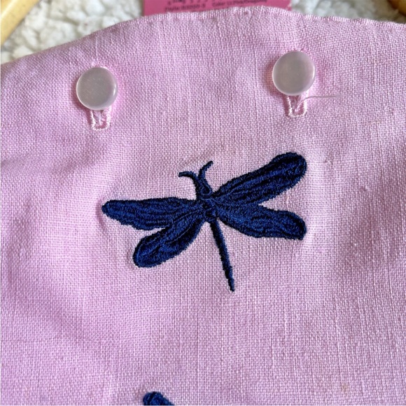 Donna Dixon Small Handbag Dragonflies Embroidered Fabric Bamboo Handle, New - Picture 5 of 11